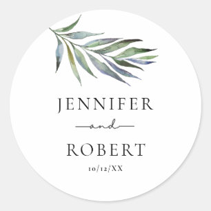 Greenery Olive Branch Waterverf Wedding Ronde Sticker