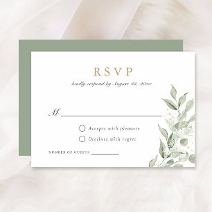 Greenery Olive Leaves Branch Baby's RSVP Kaart