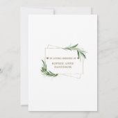 Greenery Olive Leaves Golden Funeral Memorial Kaart (Achterkant)