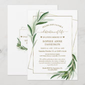 Greenery Olive Leaves Golden Funeral Memorial Kaart (Voorkant / Achterkant)