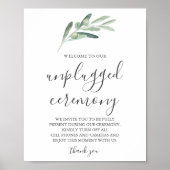 Greenery Olive Unplugged Wedding Sign Poster (Voorkant)