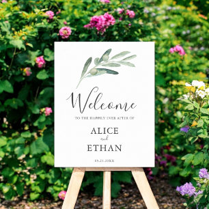 Greenery Olive Welcome Wedding Sign Poster