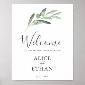 Greenery Olive Welcome Wedding Sign Poster (Voorkant)
