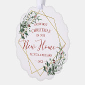 Greenery ons eerste kerstfeest in ons nieuwe huis ornament kaart (Links)