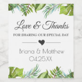 Greenery Palm Wedding Wine Label Favors Wijn Etiket (Enkel label)