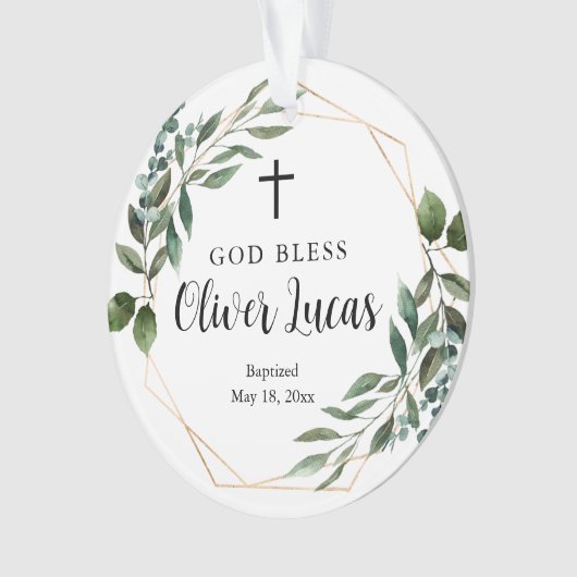 Greenery Personalized Baptism Acrylornament Ornament (voorkant)