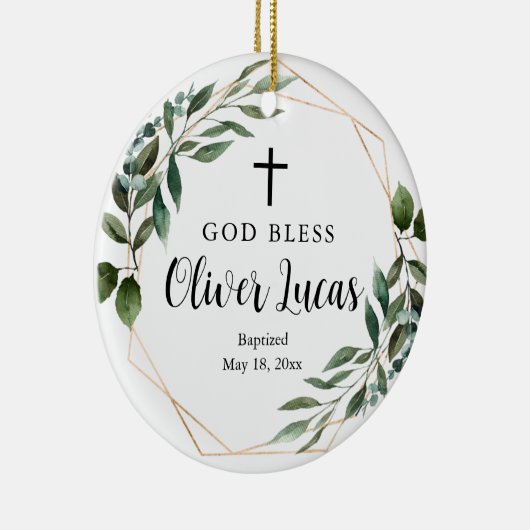 Greenery Personalized Photo Baptisme Ornament (Rechts)