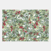 Greenery Pine Cones Red Berry Inpakpapier Vel (Voorkant 3)