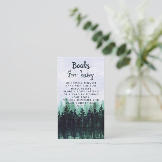 Greenery Pine Forest Baby shower Book Request Informatiekaartje (Staand voorkant)