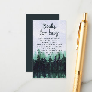 Greenery Pine Forest Baby shower Book Request Informatiekaartje