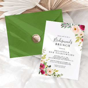 Greenery Pink Blush Bridesmaids Brunch Shower Kaart