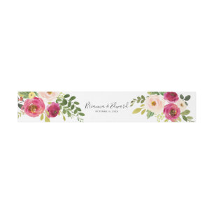 Greenery Pink Blush Floral Wedding Invitation Uitnodigingen Wikkel