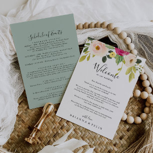 Greenery Pink Blush Floral Wedding Welkomstbrief
