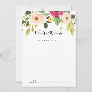 Greenery Pink Blush Floral Wedding Words of Wisdom Advieskaart