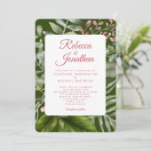 Greenery Pink Emerald Green Foliage Wedding Kaart (Staand voorkant)