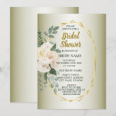 Greenery  Pink Floral Gold Geometric Bridal Shower Kaart (Voorkant / Achterkant)