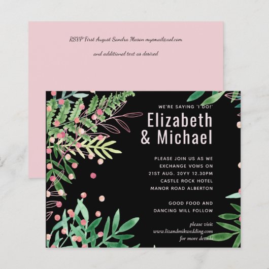 Greenery Pink Modern Wedding (Voorkant / Achterkant)