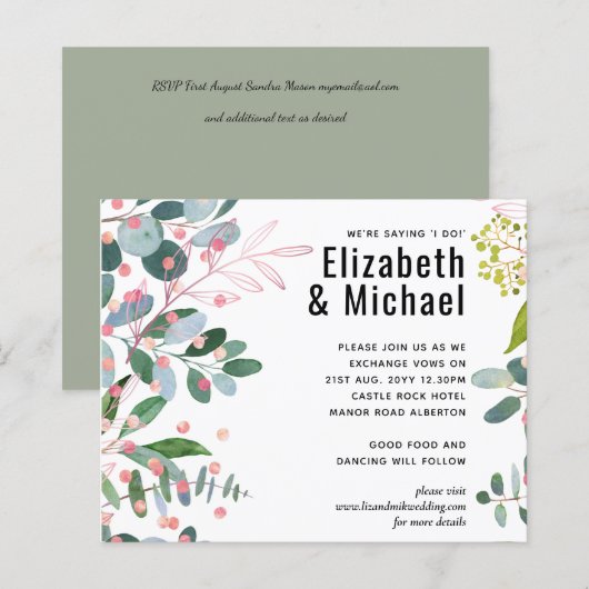 Greenery Pink Modern Wedding (Voorkant / Achterkant)