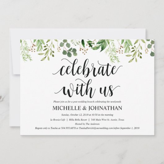 Greenery Post Wedding Brunch Invitation Kaart (Voorkant)