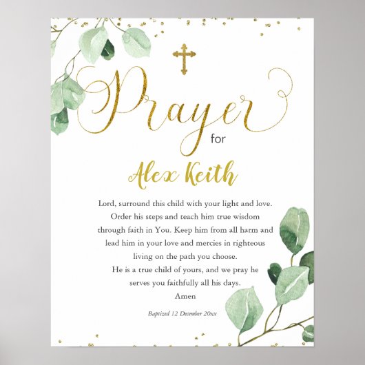 Greenery Printable Baptism Gift Poster (Voorkant)