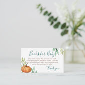 Greenery Pumpkin Autumn Baby shower Books for Baby Informatiekaartje (Staand voorkant)