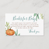 Greenery Pumpkin Autumn Baby shower Books for Baby Informatiekaartje (Voorkant)