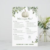 Greenery Pumpkin Baby shower Game PRINED (Staand voorkant)
