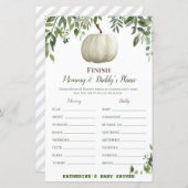 Greenery Pumpkin Baby shower Game PRINED (Voorkant / Achterkant)
