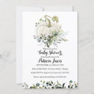 Greenery Pumpkin Baby shower Invitation
