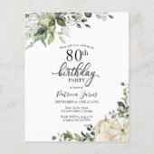 Greenery Pumpkin Budget 80th Birthday Invitation (Voorkant)