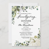 Greenery Pumpkin Friendsgiving Dinner Invitation (Voorkant)