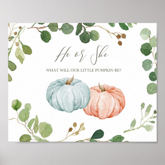 Greenery Pumpkin Gender onthult welkomstdecoratie Poster (Voorkant)