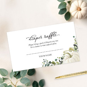 Greenery Pumpkin Herfst Baby shower Diaper Raffle Informatiekaartje