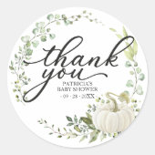 Greenery Pumpkin Herfst Baby shower Hartelijk dank Ronde Sticker (Voorkant)