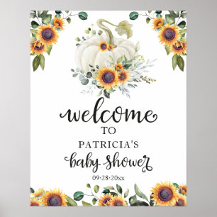 Greenery Pumpkin Herfst Baby shower Welkom Poster