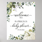 Greenery Pumpkin Herfst Baby shower Welkom Poster (Voorkant)