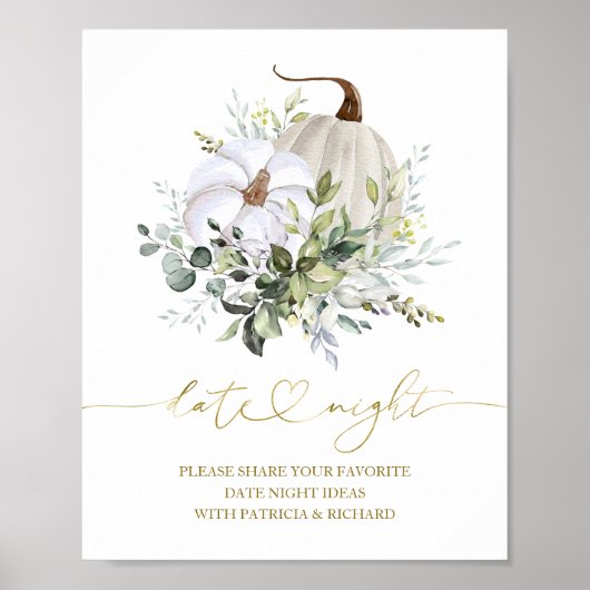 Greenery Pumpkin Herfst Datum Nachtingang Poster (Voorkant)