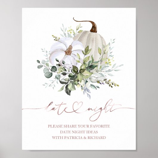 Greenery Pumpkin Herfst Datum Nachtingang Poster (Voorkant)