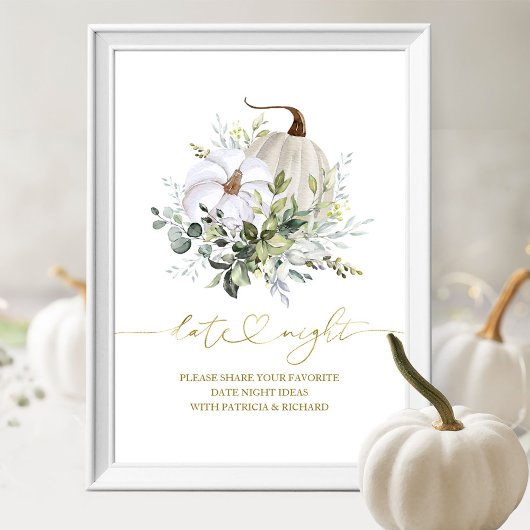 Greenery Pumpkin Herfst Datum Nachtingang Poster