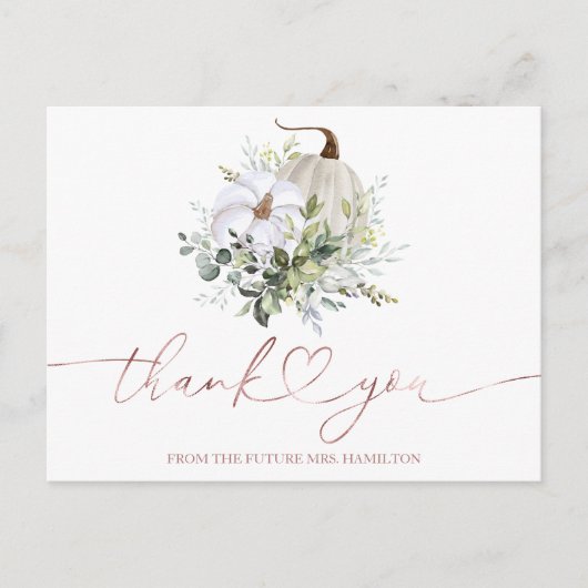 Greenery Pumpkin Herfst Vrijgezellenfeest Dank u Briefkaart (Voorkant)