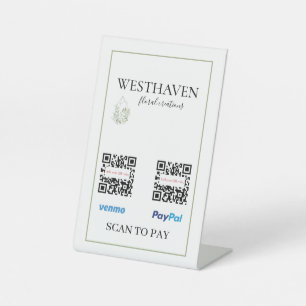 Greenery QR-code Scannen naar betaling Reclamebord Met Voetstuk