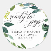 Greenery Ready to Pop Baby shower Favor Stickers (Voorkant)
