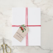 Greenery Red Berries Holiday Cadeaulabel (Met Touw)