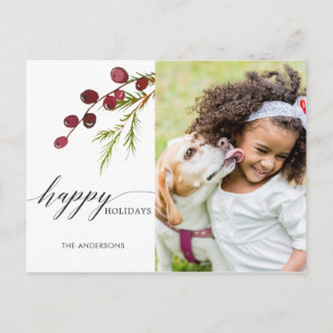 Greenery Red Berries Holiday Foto Briefkaart