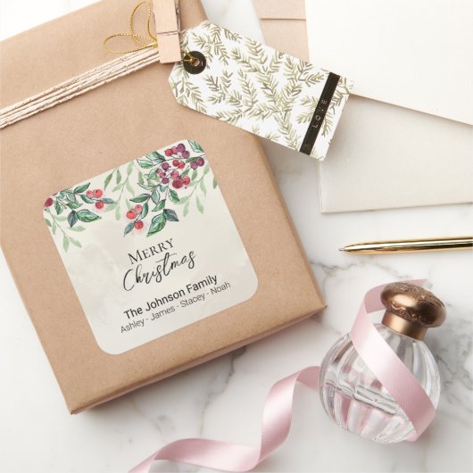 Greenery Red Berries kerstfeestdag Gift Labels (Geschenken)