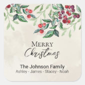Greenery Red Berries kerstfeestdag Gift Labels (Voorkant)