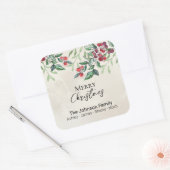 Greenery Red Berries kerstfeestdag Gift Labels (Envelop)