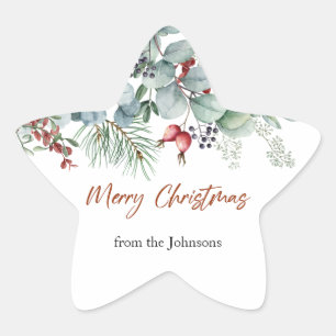 Greenery Red Green Black Kerst sticker