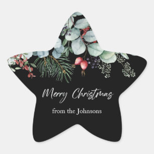 Greenery Red Green Black Kerst sticker