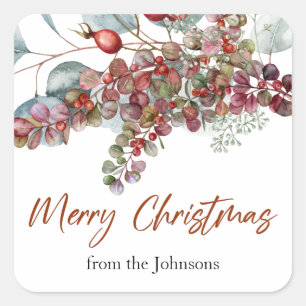 Greenery Red Green Kerst sticker